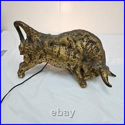 Rare Vintage Bull Lamp Brutalist Mid Century Modern Pottery Gold Tone repaired Rare Vintage Bull Lamp Brutalist Mid Century Modern Pottery Gold Tone repaired