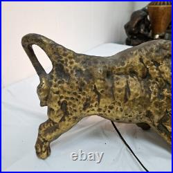 Rare Vintage Bull Lamp Brutalist Mid Century Modern Pottery Gold Tone repaired Rare Vintage Bull Lamp Brutalist Mid Century Modern Pottery Gold Tone repaired