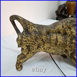 Rare Vintage Bull Lamp Brutalist Mid Century Modern Pottery Gold Tone repaired Rare Vintage Bull Lamp Brutalist Mid Century Modern Pottery Gold Tone repaired