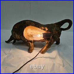 Rare Vintage Bull Lamp Brutalist Mid Century Modern Pottery Gold Tone repaired Rare Vintage Bull Lamp Brutalist Mid Century Modern Pottery Gold Tone repaired