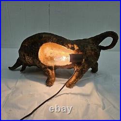 Rare Vintage Bull Lamp Brutalist Mid Century Modern Pottery Gold Tone repaired Rare Vintage Bull Lamp Brutalist Mid Century Modern Pottery Gold Tone repaired