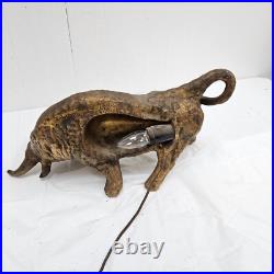 Rare Vintage Bull Lamp Brutalist Mid Century Modern Pottery Gold Tone repaired Rare Vintage Bull Lamp Brutalist Mid Century Modern Pottery Gold Tone repaired