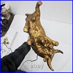 Rare Vintage Bull Lamp Brutalist Mid Century Modern Pottery Gold Tone repaired Rare Vintage Bull Lamp Brutalist Mid Century Modern Pottery Gold Tone repaired