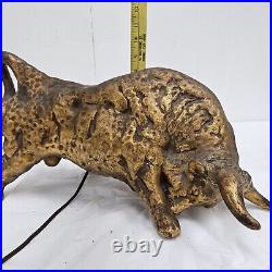 Rare Vintage Bull Lamp Brutalist Mid Century Modern Pottery Gold Tone repaired Rare Vintage Bull Lamp Brutalist Mid Century Modern Pottery Gold Tone repaired