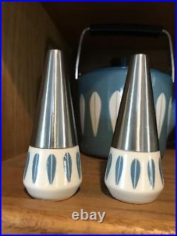 Rare Vintage Catherineholm Lyngby Blue Salt & Pepper Shakers Mid Century Modern