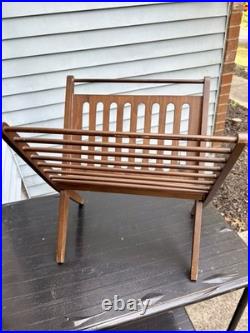 Rare Vintage Find Cees Braakman style MidCentury Modern Wood Magazine Rack