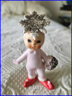 Rare Vintage Geo Z Lefton Pink SNOWBABY PIXIE Pink figurine LOVELY