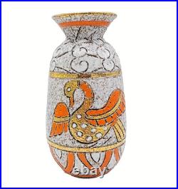 Rare Vintage Gold Orange Bird Mid-Century Modern Vase By Fratelli Fanciullacci