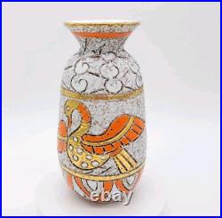 Rare Vintage Gold Orange Bird Mid-Century Modern Vase By Fratelli Fanciullacci