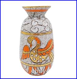 Rare Vintage Gold Orange Bird Mid-Century Modern Vase By Fratelli Fanciullacci