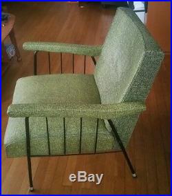 Rare Vintage Green Viko MID Century Modern Retro Lounge Arm Chair & Wrought Iron