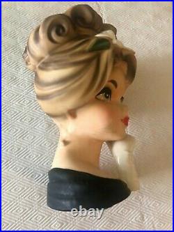 Rare Vintage INARCO Lady Head Vase Mitzi Gaynor E-2968 Green Eyes