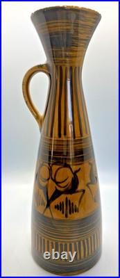 Rare Vintage Israeli Vase 1940-1950 MCM Honey Glazed Gazelle Deer Lapid 11