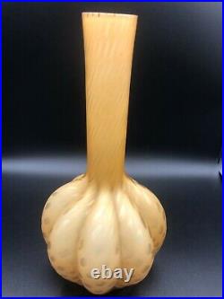 Rare Vintage Italian Murano Art Glass Light Brown & Swirl Gold Tears Vase, 12 T