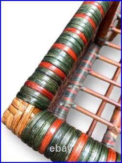 Rare Vintage Large Raised Planter Midcentury Modern Rattan Jardiniere Bamboo