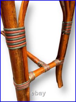 Rare Vintage Large Raised Planter Midcentury Modern Rattan Jardiniere Bamboo