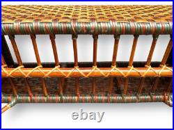 Rare Vintage Large Raised Planter Midcentury Modern Rattan Jardiniere Bamboo