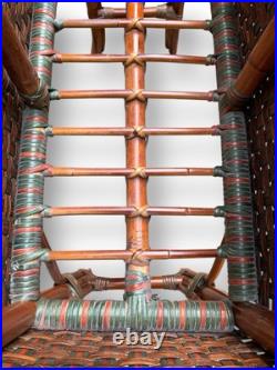 Rare Vintage Large Raised Planter Midcentury Modern Rattan Jardiniere Bamboo