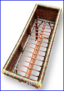 Rare Vintage Large Raised Planter Midcentury Modern Rattan Jardiniere Bamboo