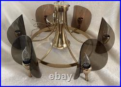 Rare Vintage Lighting Mid Century Modern chandelier Brass And Lucite Chandelier