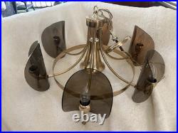 Rare Vintage Lighting Mid Century Modern chandelier Brass And Lucite Chandelier