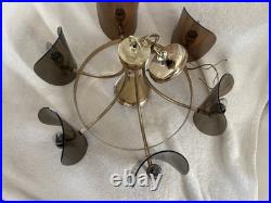 Rare Vintage Lighting Mid Century Modern chandelier Brass And Lucite Chandelier