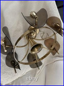 Rare Vintage Lighting Mid Century Modern chandelier Brass And Lucite Chandelier