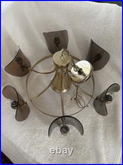 Rare Vintage Lighting Mid Century Modern chandelier Brass And Lucite Chandelier