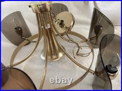 Rare Vintage Lighting Mid Century Modern chandelier Brass And Lucite Chandelier