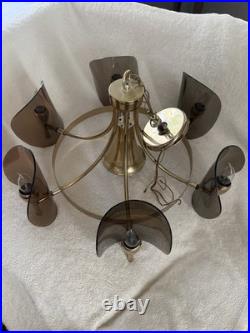 Rare Vintage Lighting Mid Century Modern chandelier Brass And Lucite Chandelier