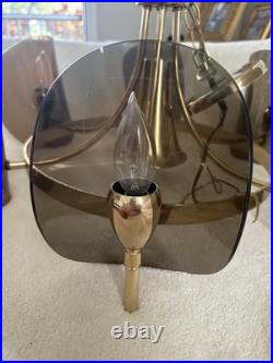 Rare Vintage Lighting Mid Century Modern chandelier Brass And Lucite Chandelier
