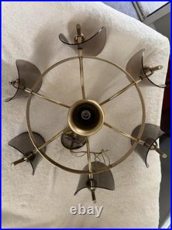 Rare Vintage Lighting Mid Century Modern chandelier Brass And Lucite Chandelier