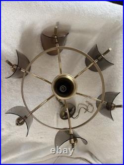 Rare Vintage Lighting Mid Century Modern chandelier Brass And Lucite Chandelier