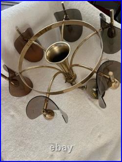 Rare Vintage Lighting Mid Century Modern chandelier Brass And Lucite Chandelier