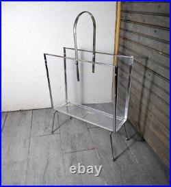 Rare Vintage Lucite Acrylic & Metal Magazine Rack Mid Century Modern Atomic Rare Vintage Lucite Acrylic & Metal Magazine Rack Mid Century Modern Atomic