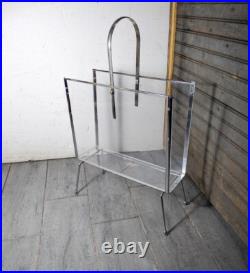 Rare Vintage Lucite Acrylic & Metal Magazine Rack Mid Century Modern Atomic