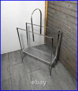 Rare Vintage Lucite Acrylic & Metal Magazine Rack Mid Century Modern Atomic