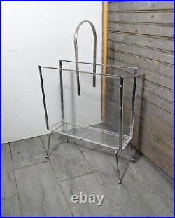 Rare Vintage Lucite Acrylic & Metal Magazine Rack Mid Century Modern Atomic Rare Vintage Lucite Acrylic & Metal Magazine Rack Mid Century Modern Atomic