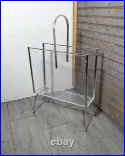 Rare Vintage Lucite Acrylic & Metal Magazine Rack Mid Century Modern Atomic