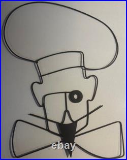 Rare Vintage MCM 1950s Wire Chef Metal Wall Hanging Mid Century Modern Whimsical