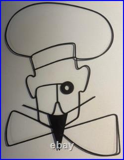 Rare Vintage MCM 1950s Wire Chef Metal Wall Hanging Mid Century Modern Whimsical
