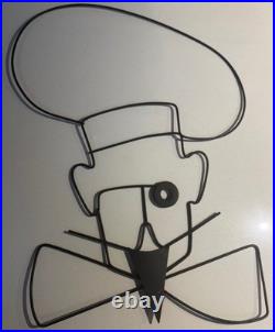 Rare Vintage MCM 1950s Wire Chef Metal Wall Hanging Mid Century Modern Whimsical