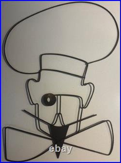 Rare Vintage MCM 1950s Wire Chef Metal Wall Hanging Mid Century Modern Whimsical