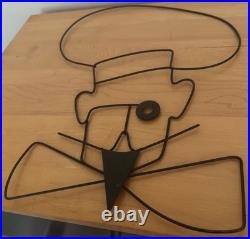 Rare Vintage MCM 1950s Wire Chef Metal Wall Hanging Mid Century Modern Whimsical