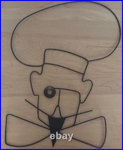 Rare Vintage MCM 1950s Wire Chef Metal Wall Hanging Mid Century Modern Whimsical