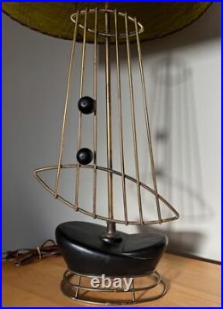Rare Vintage MCM Abstract Lamp Fiberglass Shade Atomic Era Mid Century Lighting