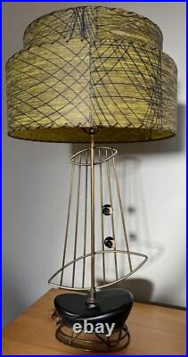 Rare Vintage MCM Abstract Lamp Fiberglass Shade Atomic Era Mid Century Lighting