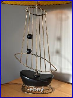 Rare Vintage MCM Abstract Lamp Fiberglass Shade Atomic Era Mid Century Lighting