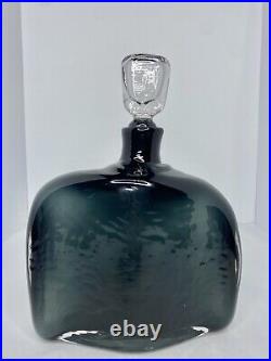 Rare Vintage MCM Blenko 566 Decanter Charcoal Withclear Stopper By Wayne Husted