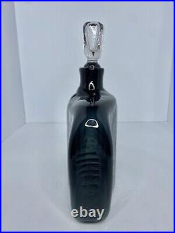 Rare Vintage MCM Blenko 566 Decanter Charcoal Withclear Stopper By Wayne Husted
